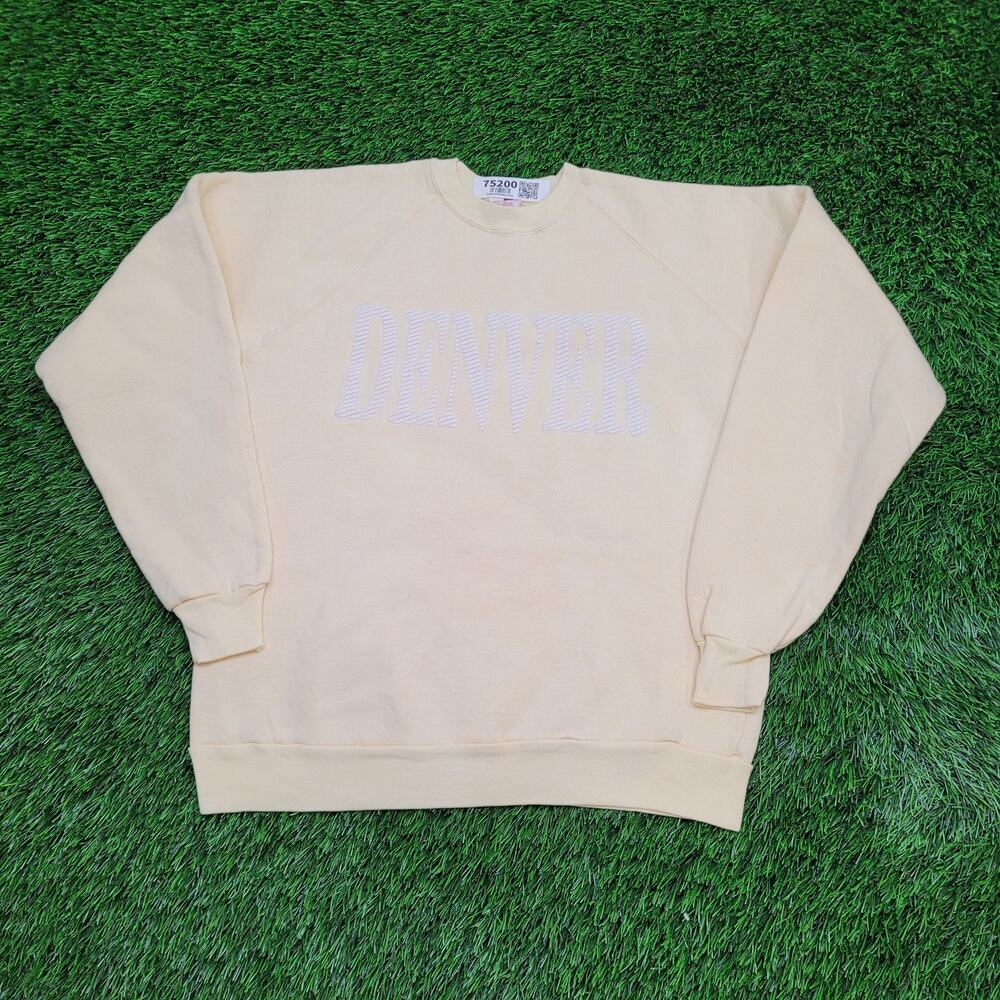 Vintage 80s Denver Sweatshirt Womens Medium 19x23 Yellow